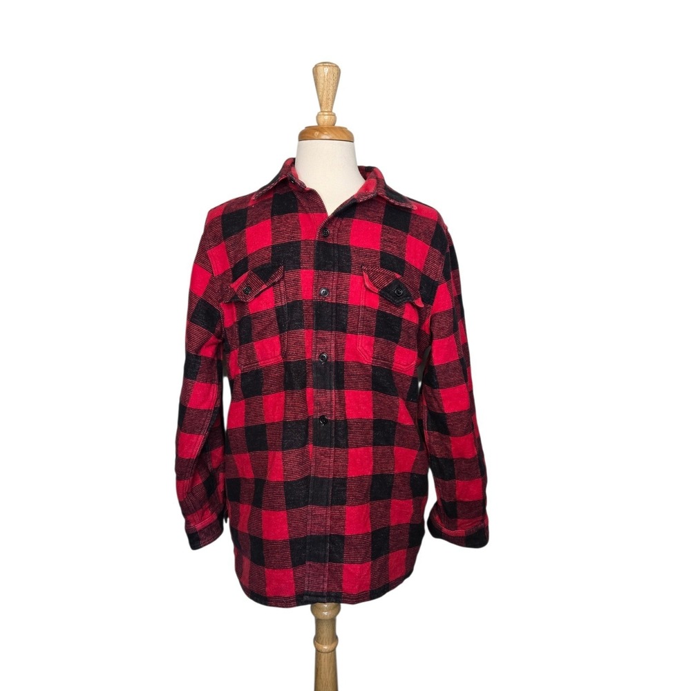 Dakota Heavy Flannel‎ Buffalo Plaid Shirt Jacket Red Black Lumberjack Workwear L - Picture 2 of 9